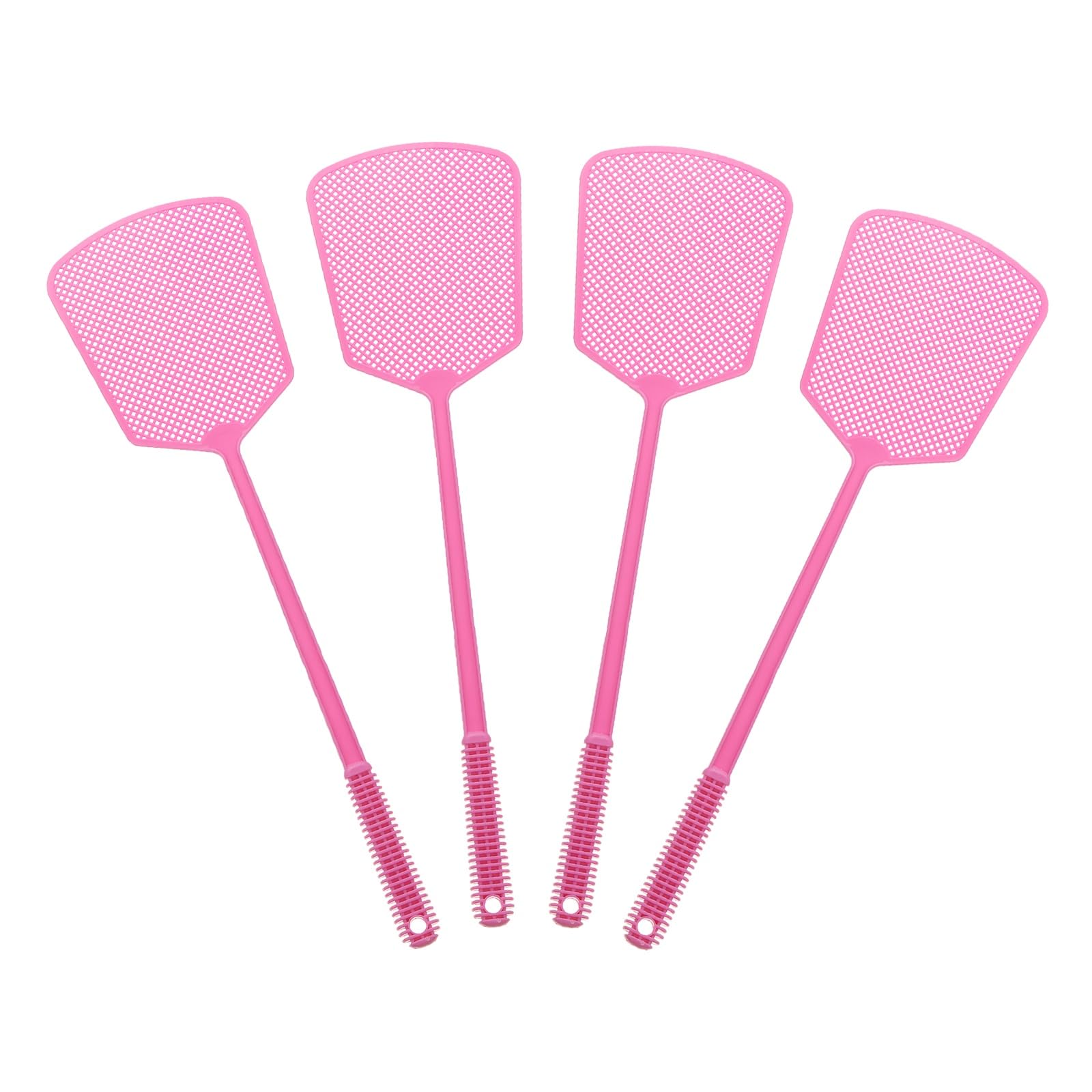 sourcing map 4pcs Fly Swatter 6.4"x5.3" Plastic Manual Heavy Duty Long Handle Fly Swatter for Home Indoor Outdoor, Pink