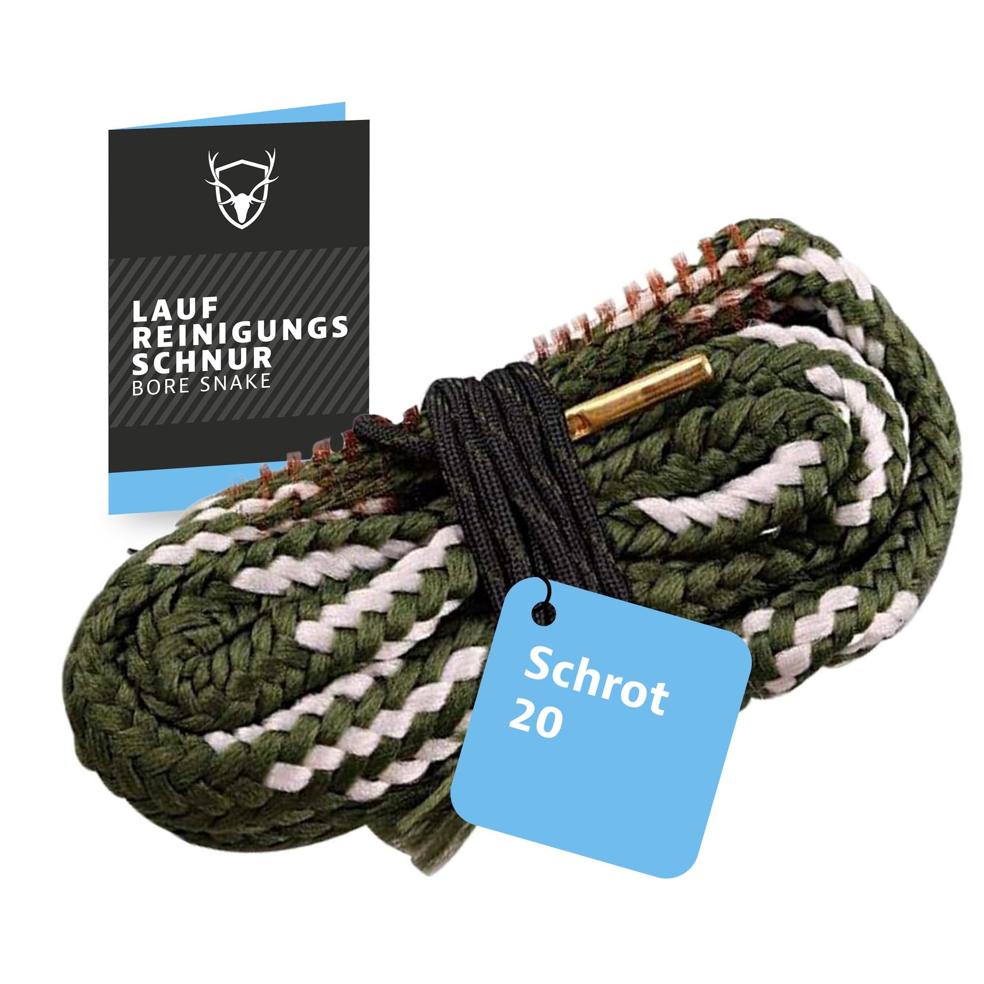 Royal Hunter Sznurek do czyszczenia lufy I Boresnake kaliber Schrot GA 20 I pielęgnacja broni i czyszczenie lufy do strzelb Premium Bore Snake ze zintegrowaną mosiężną szczotką