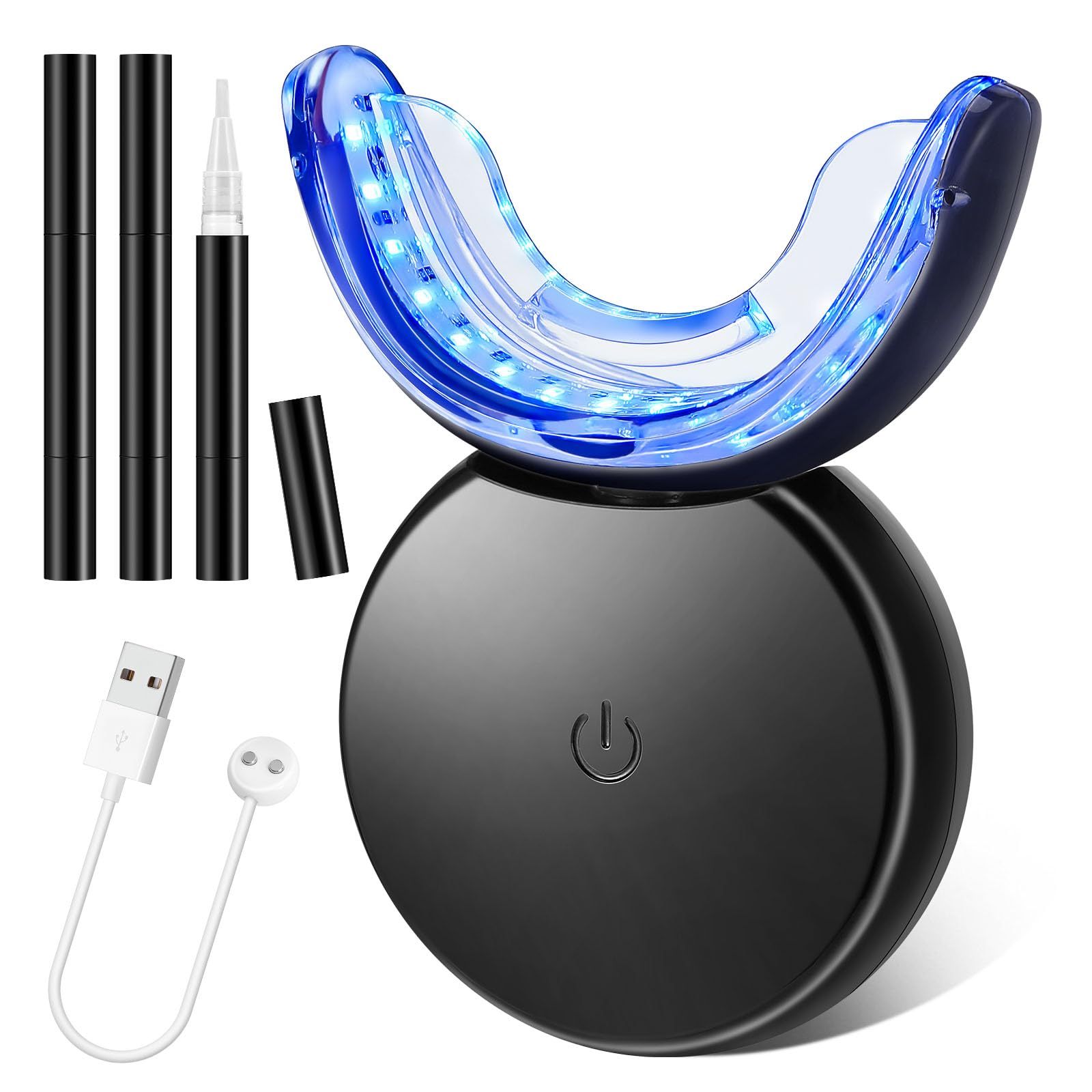 Kit Sbiancante Denti, LED Sbiancante Denti Professionale con 3pcs Gel Sbiancante per Denti, Ricarica Magnetica, Rimuovere Rapidamente Macchie Dei Denti, Kit Per La Cura Dentistica Domestica