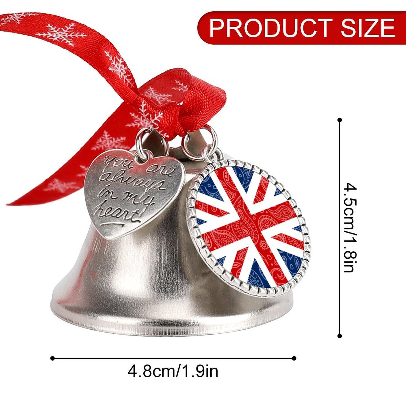 Paisley British Flag Funny Christmas Bell Ornament Cute Xmas Tree Hanging Pendant Decoration for Holidays Party