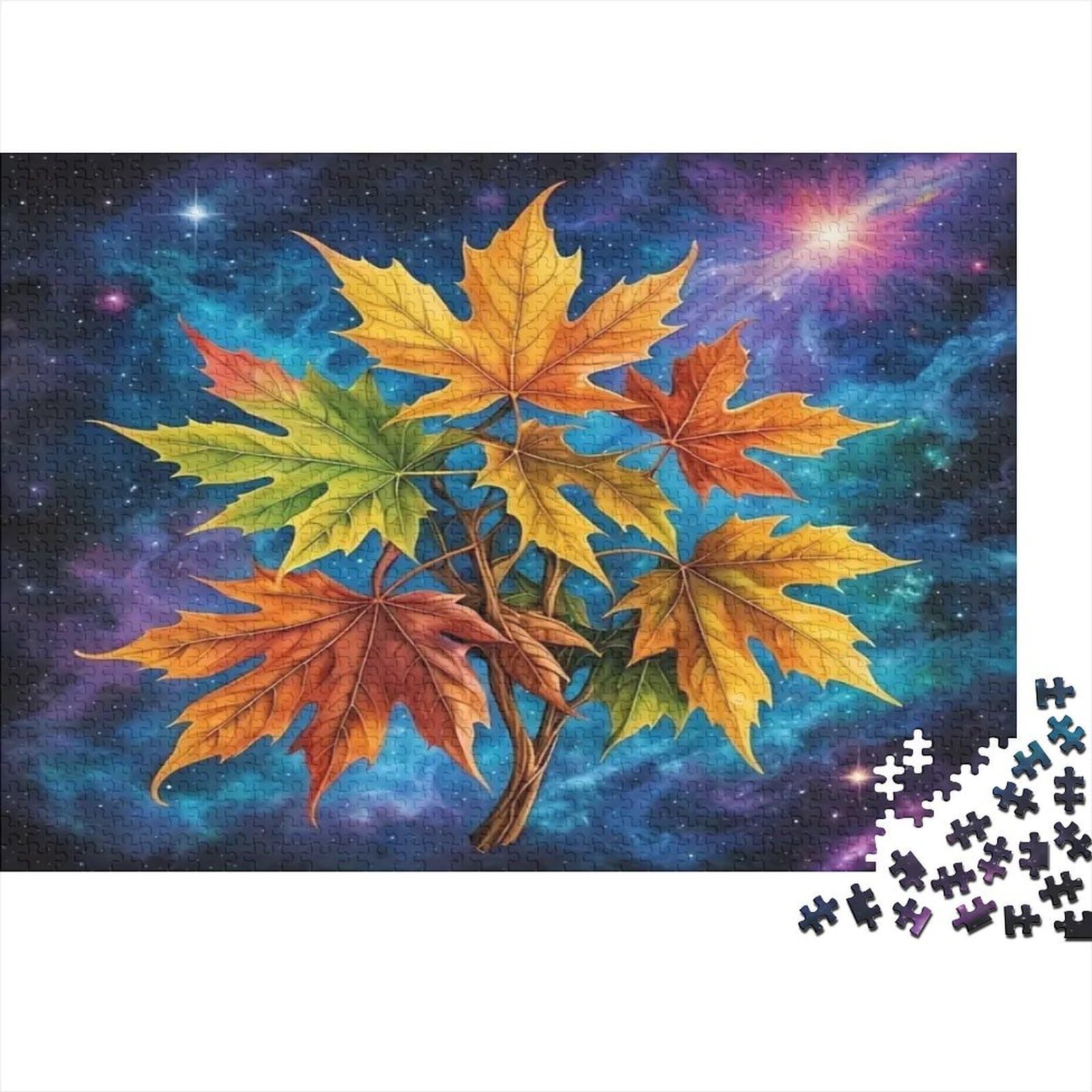 Maple Leaves 1000 Piece Puzzles 1000 Pieces Puzzle For Adults Paper Jigsaw Space Galaxy View Relaxing Focus Home Gift 52x38cm/1000pcs