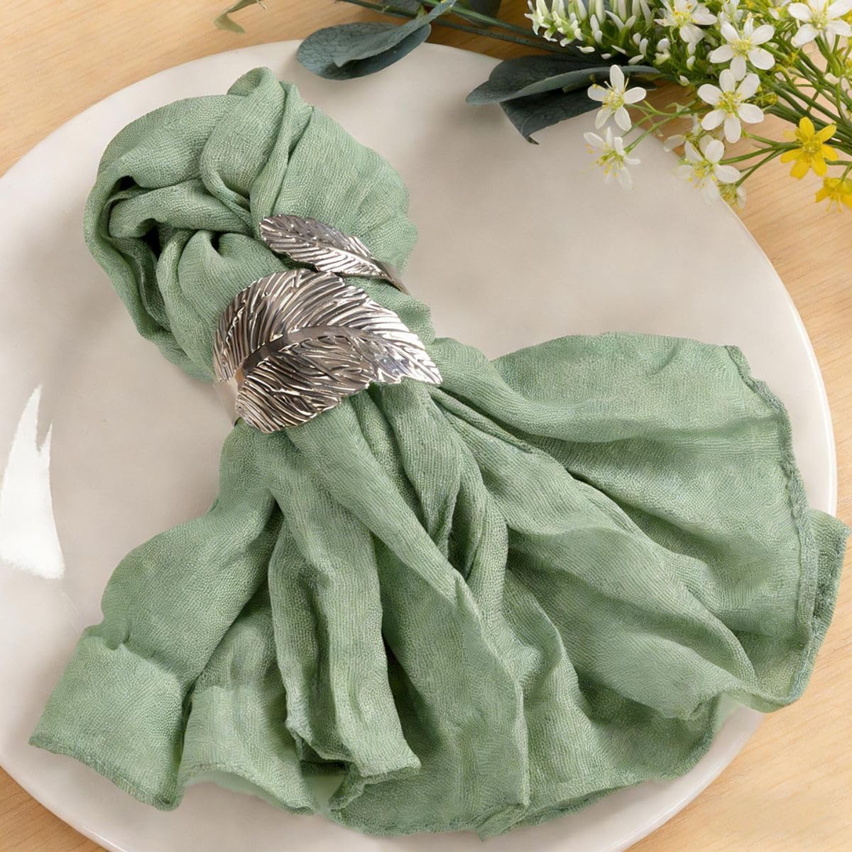Cloth Napkins Set of 10 21"x21" Reusable Cheesecloth Napkins Sage Green