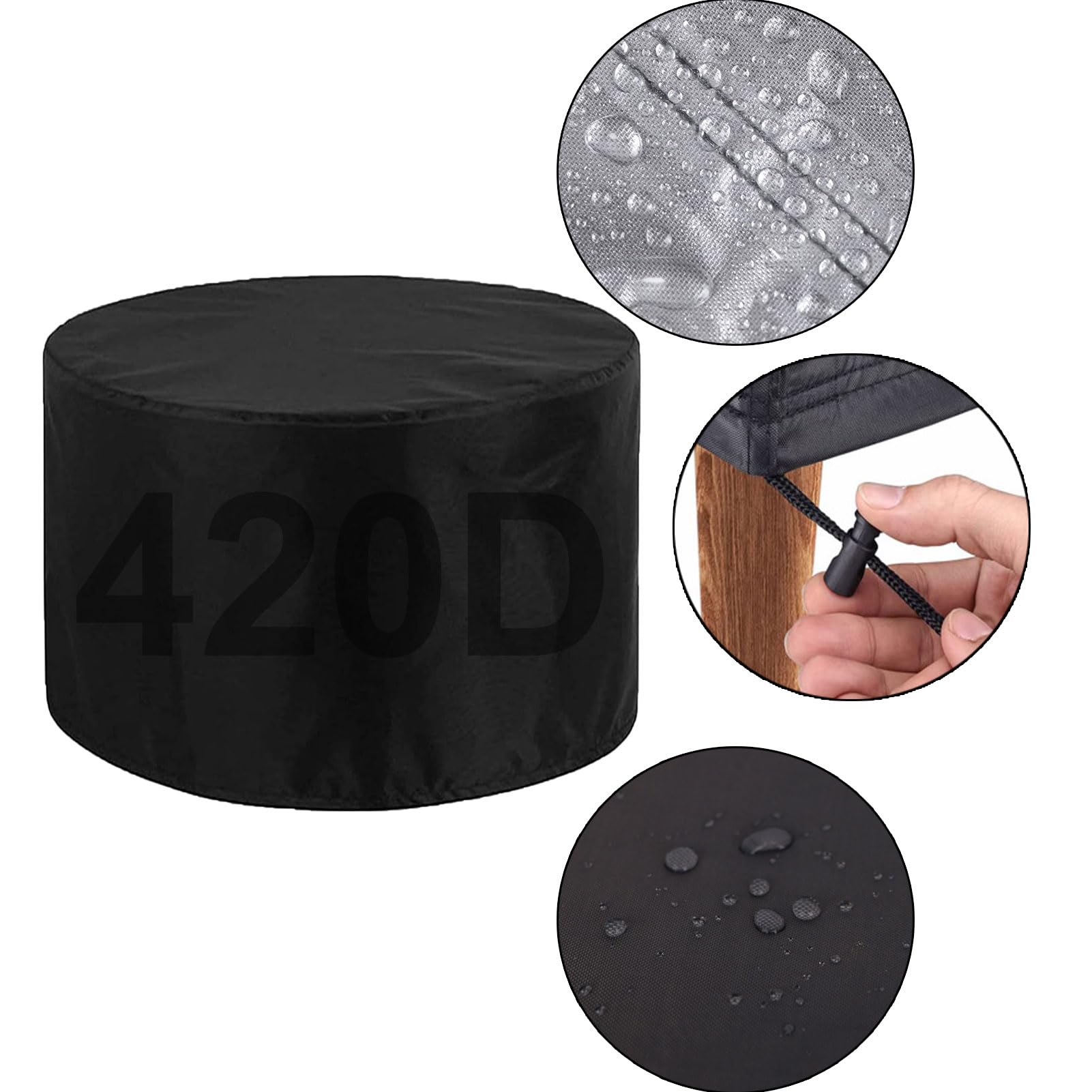 Funda Muebles Jardin Redonda 370x90cm, Funda Mesa Exterior Impermeable, Tejido Oxford Cubierta De Mesa De Patio, 420D Resistente Funda Protectora Muebles Jardin