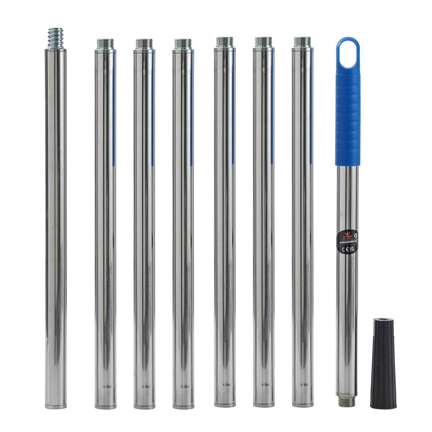 TOPWAY Asta di prolunga per rullo di vernice di qualità, 3,2 m, 8 x 40 cm, segmentata, in acciaio inossidabile, resistente e leggero, con adattatore conico, per rulli a vite o a pressione