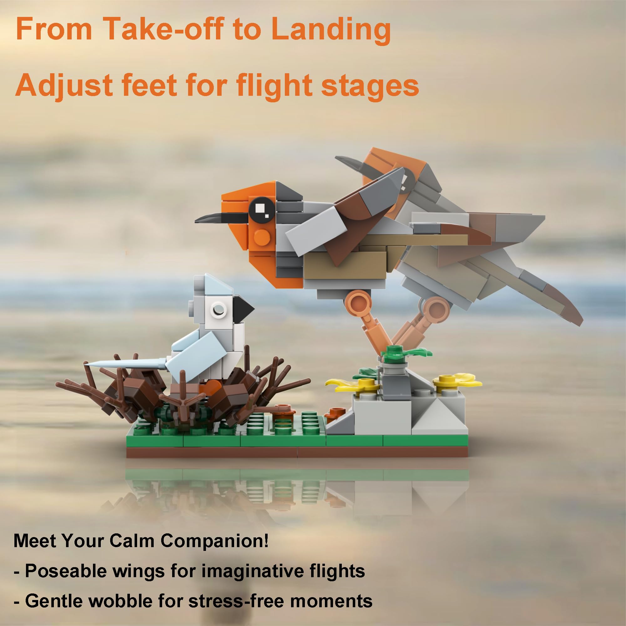 LUXEBLOCKS Juego de Bloques Construcción Nido de Pájaro - Set de 131 Piezas para Adultos, Maqueta Articulada con Pájaros para Decoración Hogar y Regalo Original