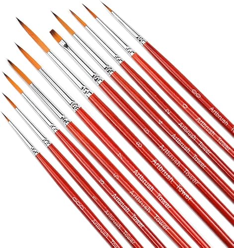 Juego de pinceles para detalles de esmalte fino, 11 piezas de pinceles en miniatura para detalles y pintura artística, acrílico, acuarela, óleo,