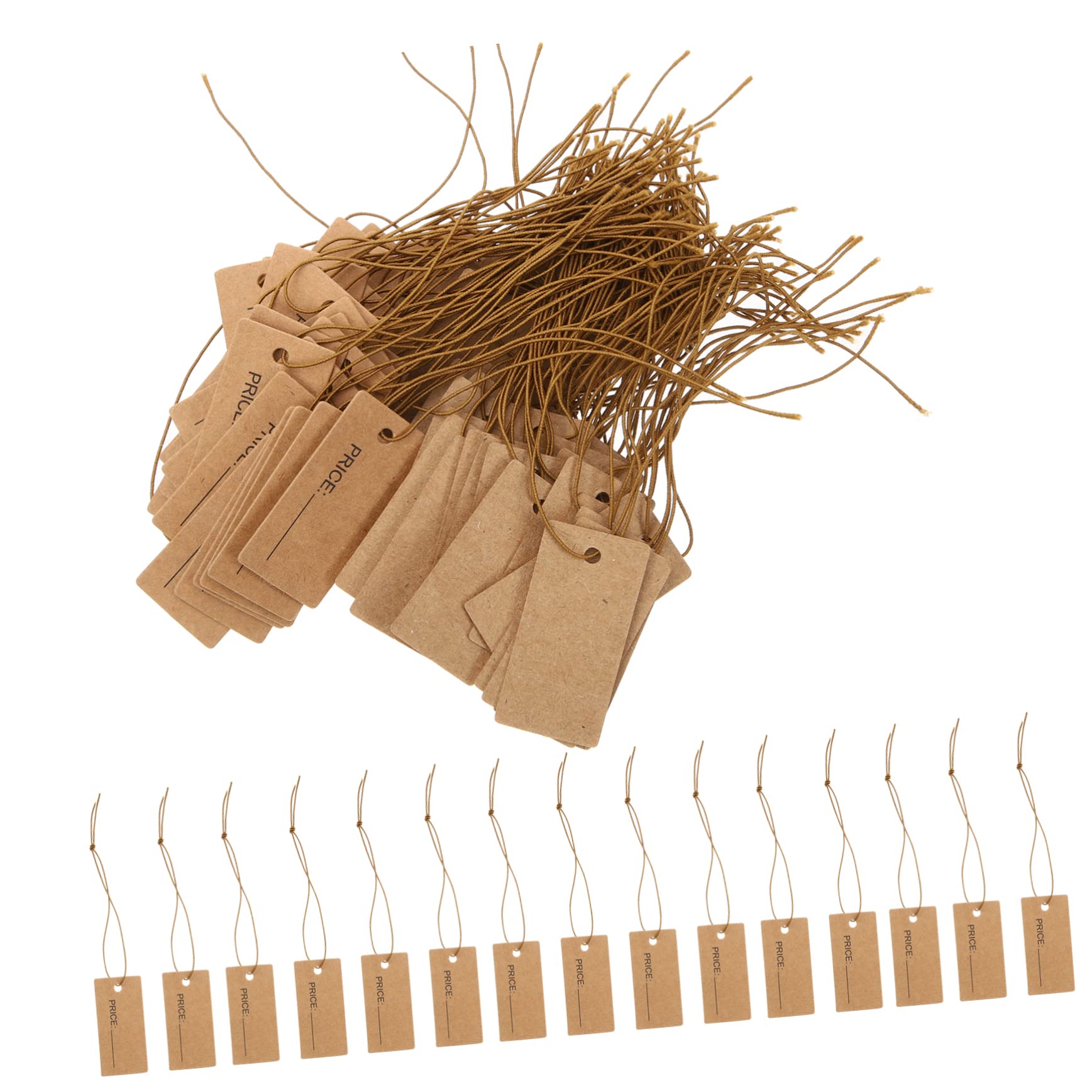 Housoutil 5 Sätze Elastisches Seiletikett Für Handwerksschilds Etiketten Hängendes, Aufgereihtes Etikett Gold Schlüssel Einzelhandel Schmuck Karten Hellbraun Kraftpapier 100 Stück * 5