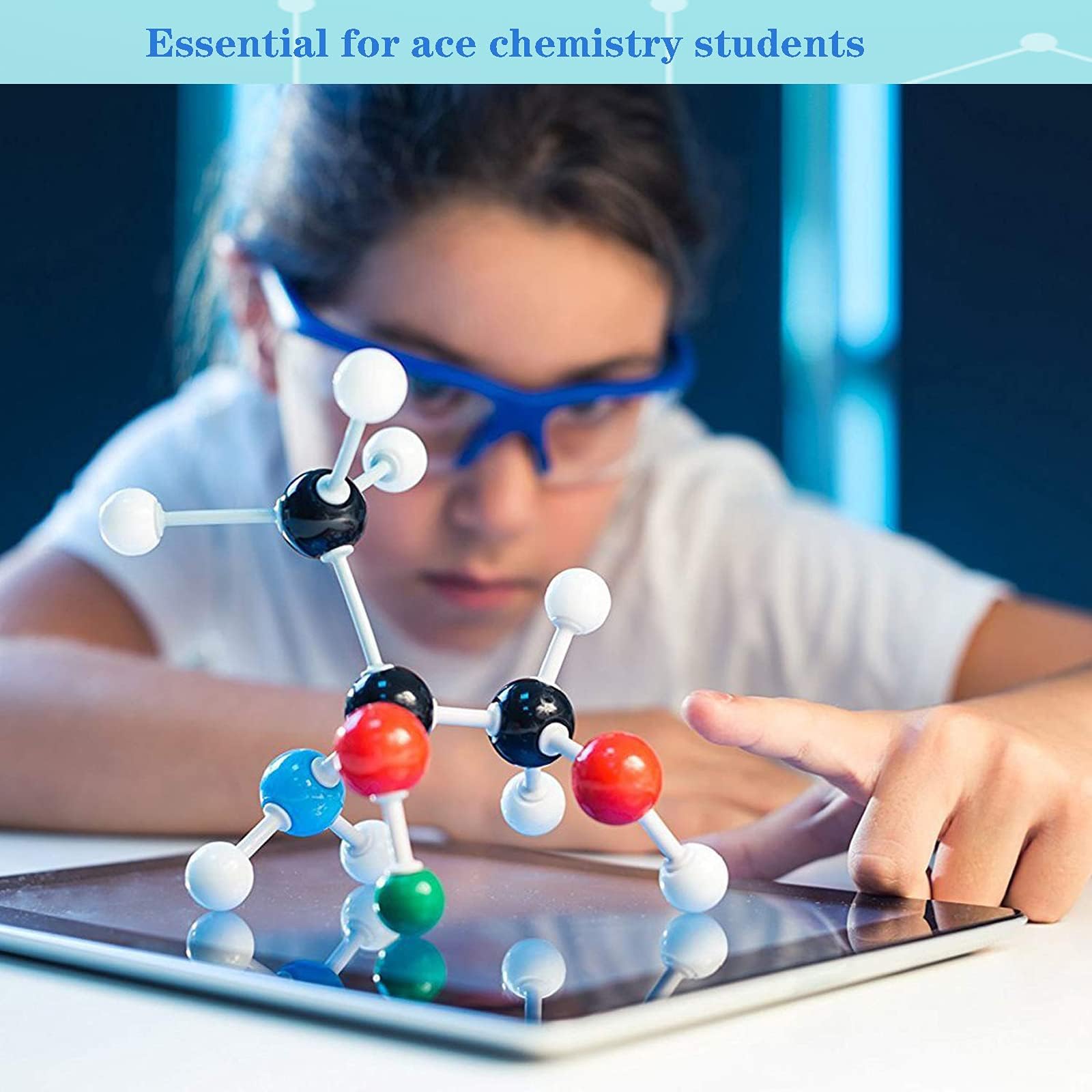 Kit modello molecolare, 974 PCS Chimica Modello di struttura molecolare con atomi, Charge-Cloud, Kit didattico di chimica organica/inorganica, kit scientifico per immaginazione spaziale/coltivazione