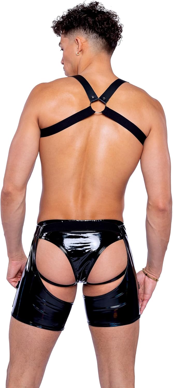 Roma Rave/Festival Pride Faux Leather Studded Harness with Light-Up LOVE Strap