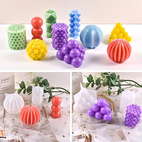 Miniatura 5 de PATIKIL Molde para velas 3D, juego de 10 moldes geométricos únicos para hacer velas, molde epoxi para decoración de escritorio de bricolaje,
