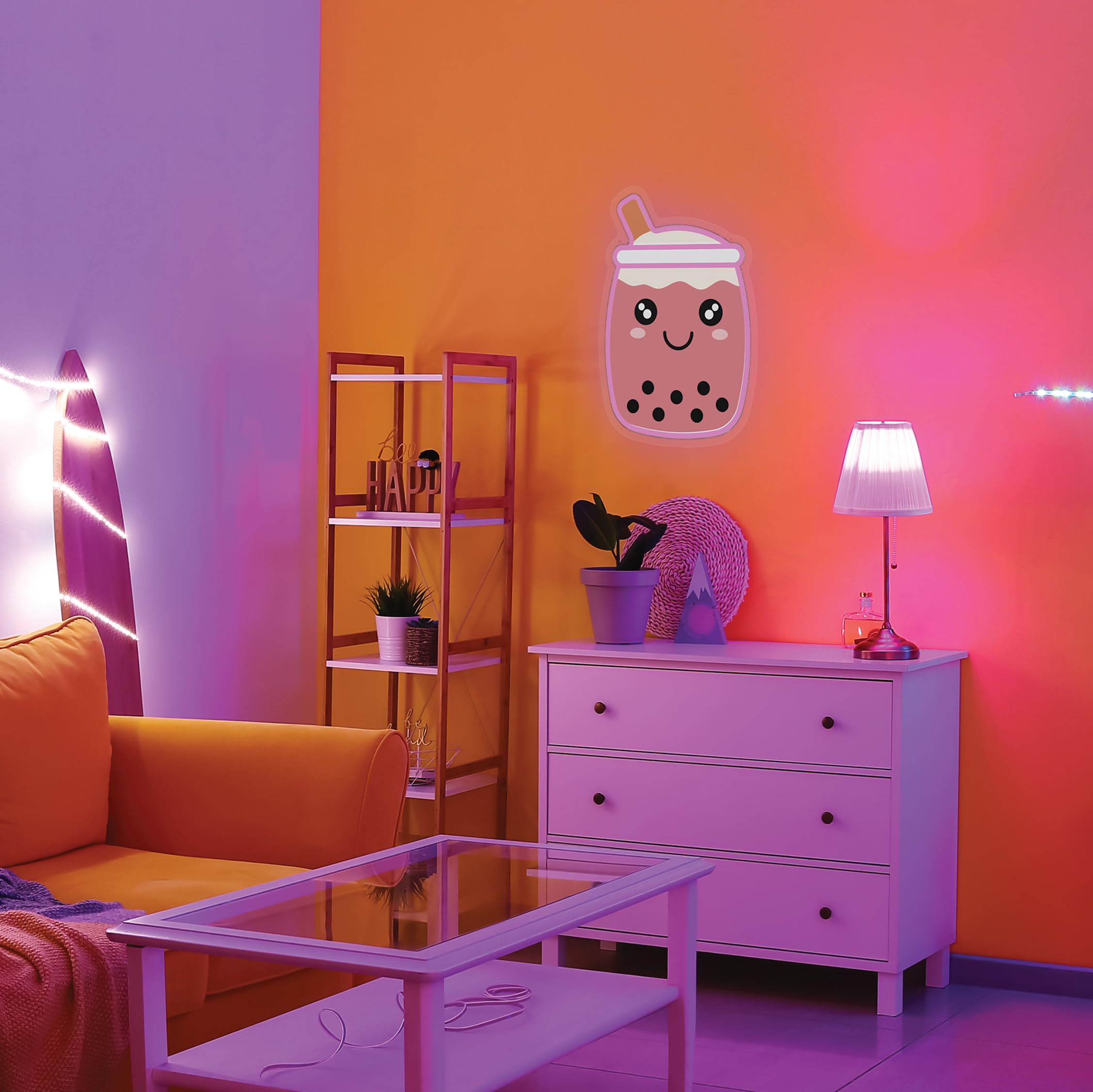 Bubble Tea NEON Wall Sign, Cute Drink LED Light, Wall Decor, Perfect for Holiday and Birthday Gift, Party Decor, Pink Bubble Tea with face for Kids Room, Bar, Restaurant