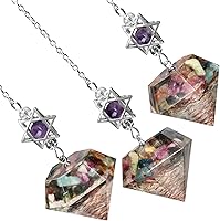 Vista 41 de Rockcloud Stone Pendulum for Dowsing Divitation Meditation Reiki Healing Energy Balancing with Dream Catcher, Fluorite