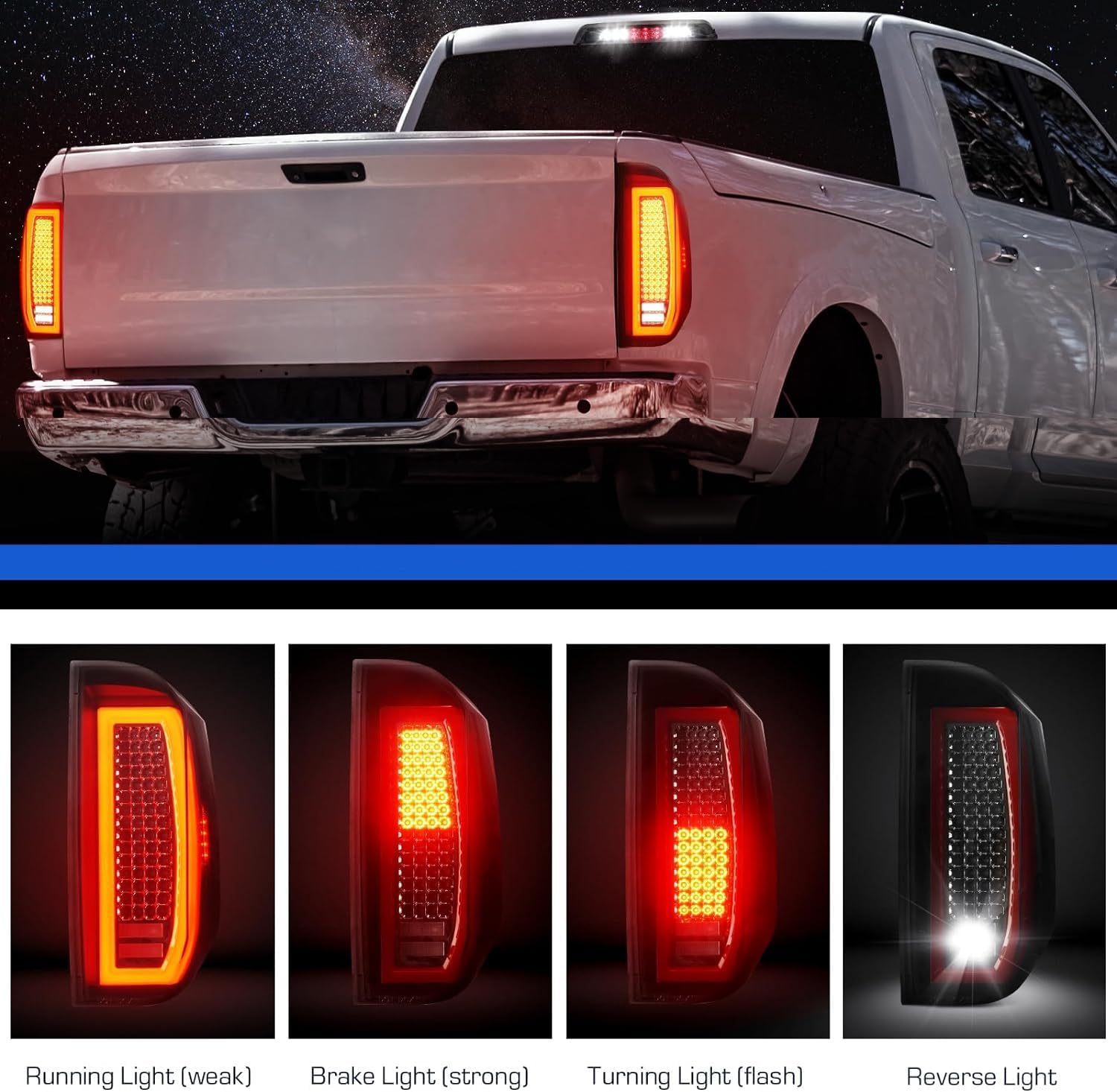 LED Tail Light Fit for Toyota Tundra 2014-2021, Rear Brake Lamp Taillight Assembly, Smoke Lens