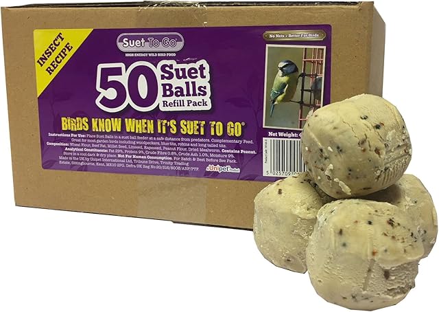 Suet To Go Insect Balls Refill Box Wild Bird Treat, 50 x 90 g