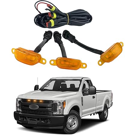 4-Piece LED Front Grille Lights - Smoked Shell White Lights For Ford F150 & Ram 1500 Raptor Style Grilles