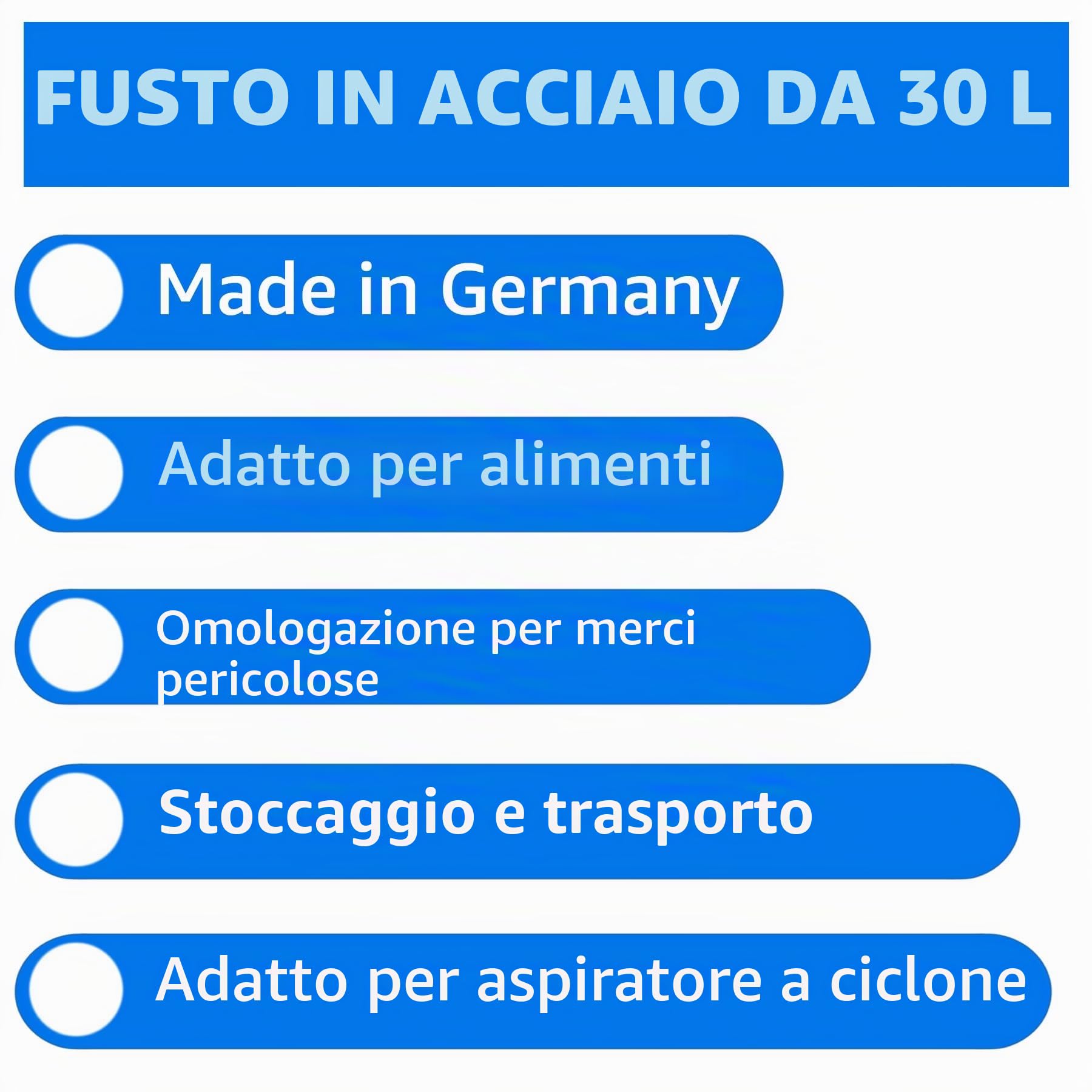 Fustini barile in acciaio da 30 fino a 120 litri tappo barile copertura metallo del barile, disponibile in diverse misure