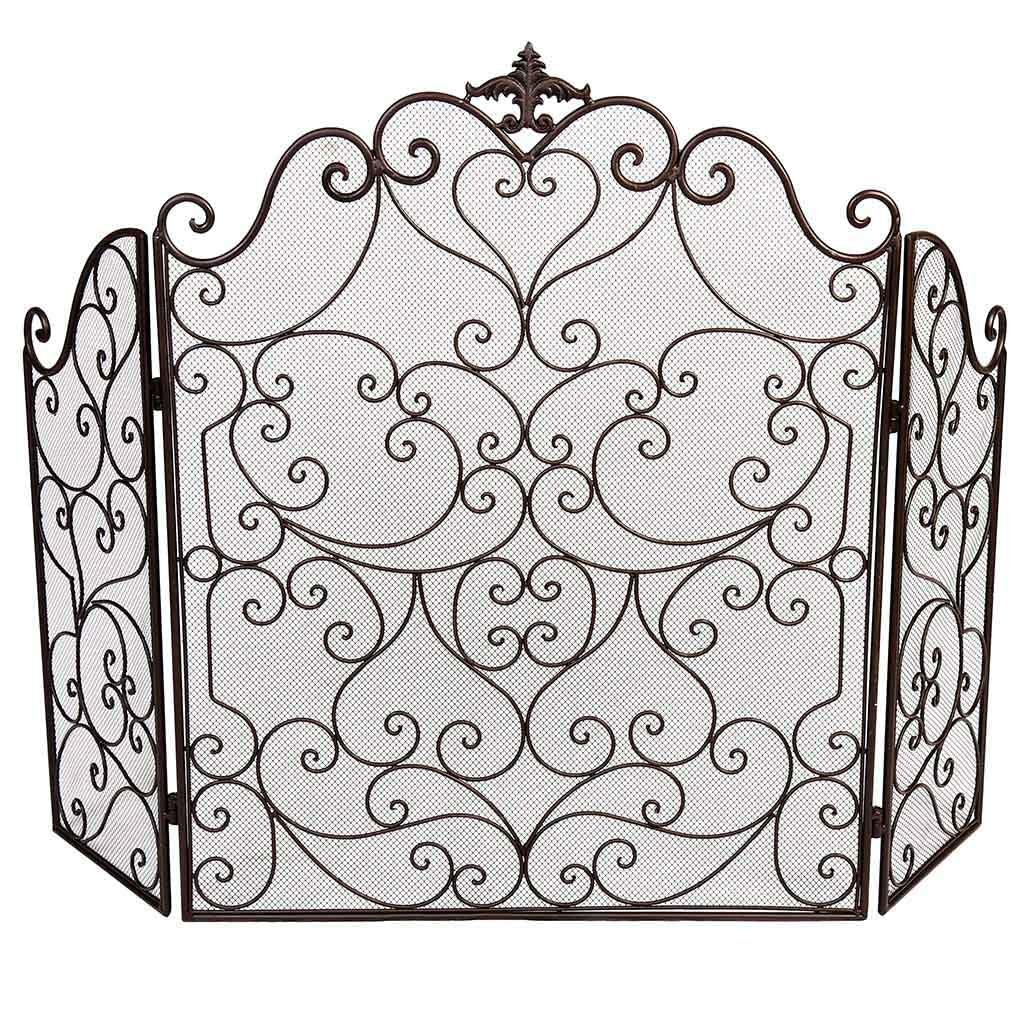 Dibor Antique Gold Fire Protection Screen - Black Mesh Stove Fireguard For Baby Safety (W880)