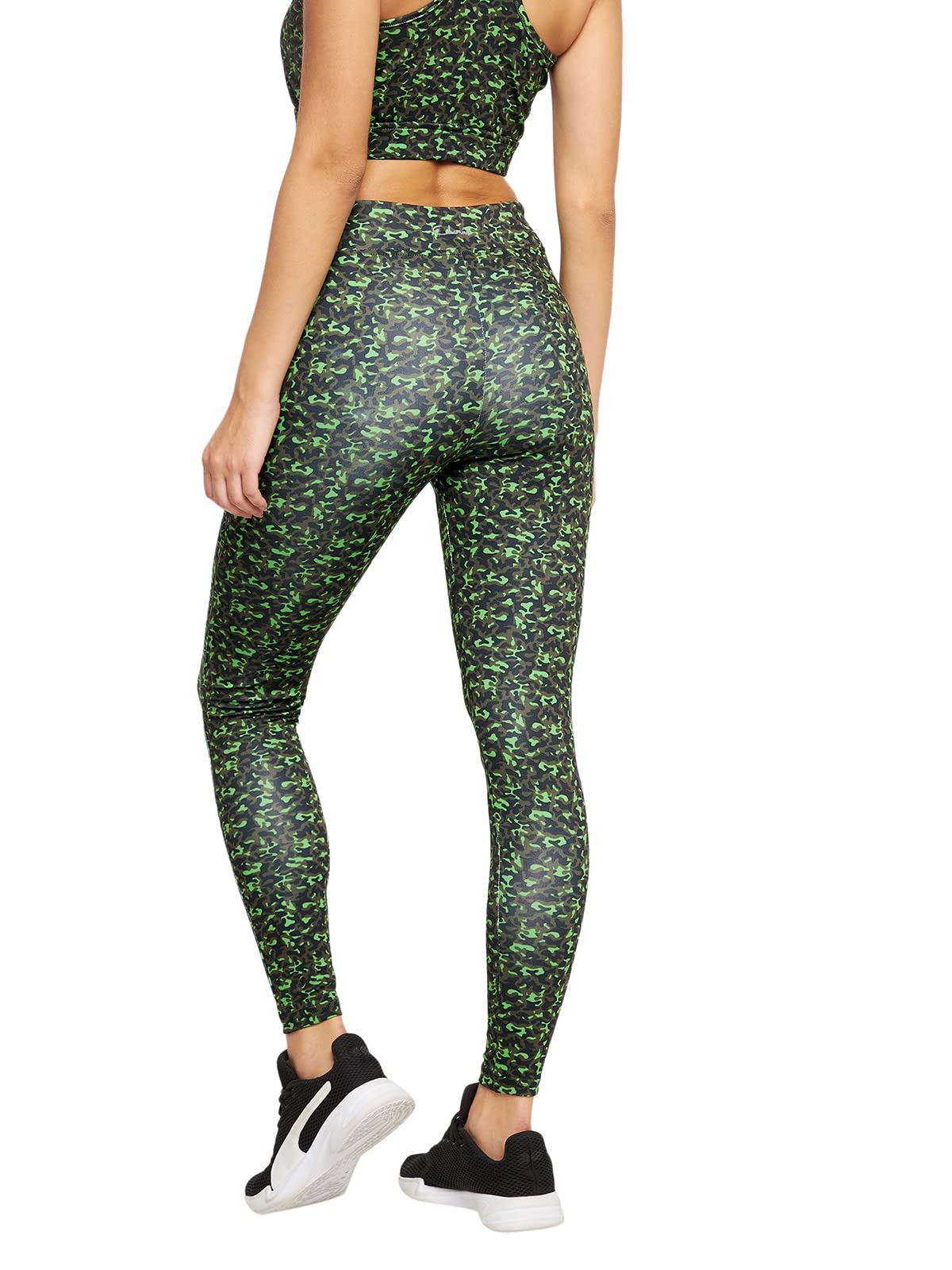 Clovia Damskie rajstopy z nadrukiem Snug Fit Active z wysokim stanem