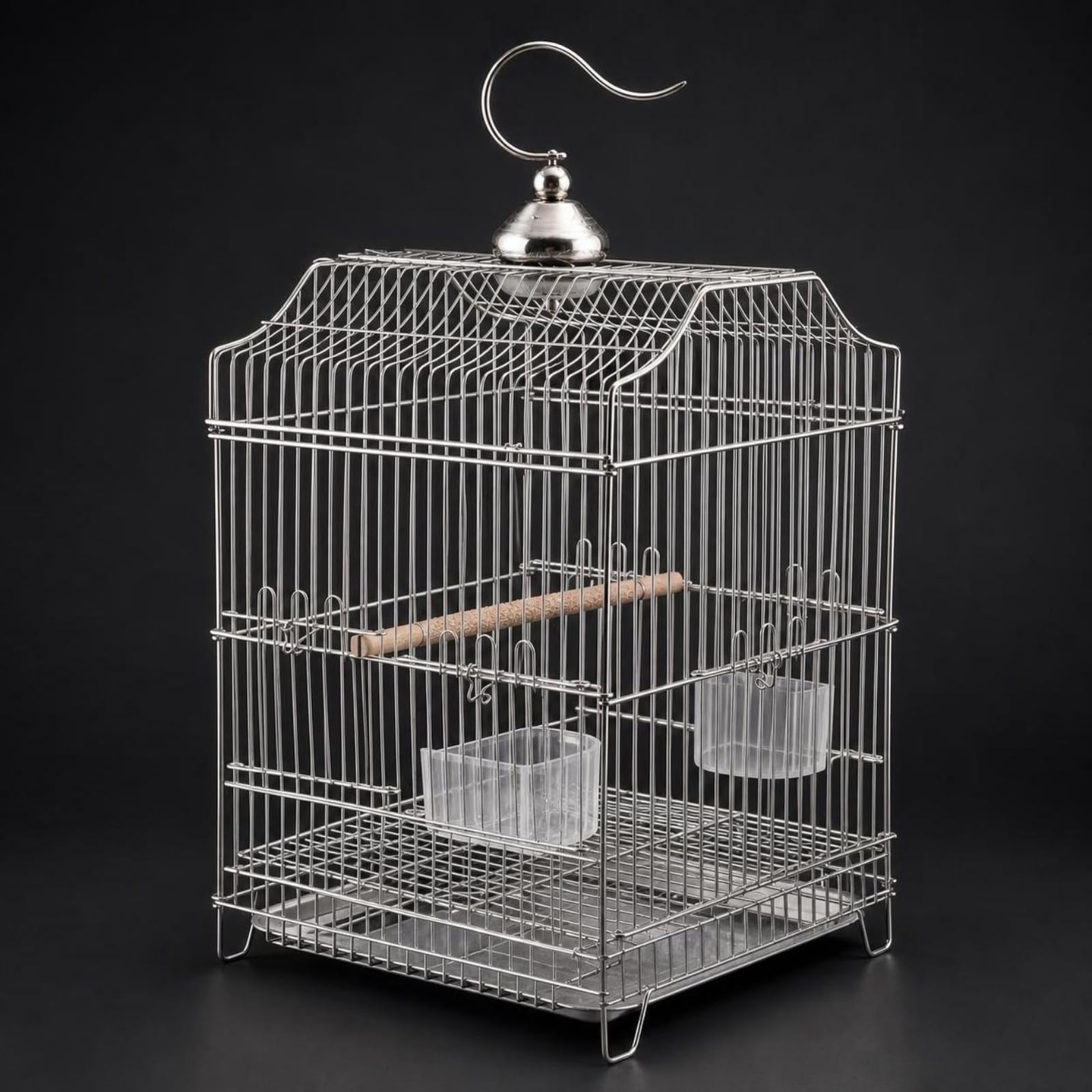 Edelstahl-Vogelkäfig hausnehmbar Vogelkäfig mit Kotschublade quadratisch Vogelvolie für Vogelbesitz, Wellensittichhalt, Wohnzimm, 31x31x58.5 cm