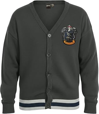 Harry Potter Ravenclaw Grey/Blue Cardigan Sweater Hogwarts Lightweight Knit with Embroidered Logo Unisex Youth & Juniors Small