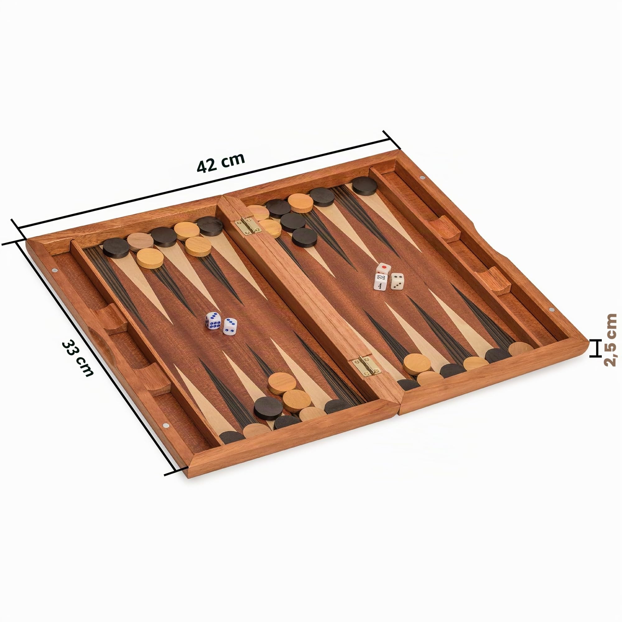 Yellow Mountain Imports Jeu de Backgammon avec incrustations en Bois, Dorne - avec Pièces et Accessoires en Bois
