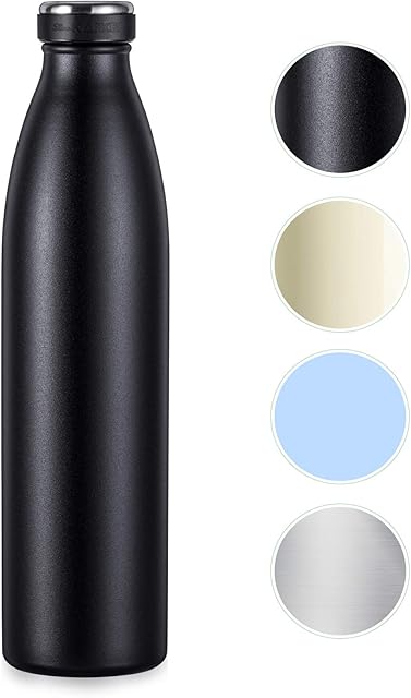 Love-KANKEI Thermal Water Bottle Vacuum Insulated Bottle 1000ml/24hrs Cold/12hrs Hot - Stainless Steel Double Walled BPA Free - Travel Flask, Black