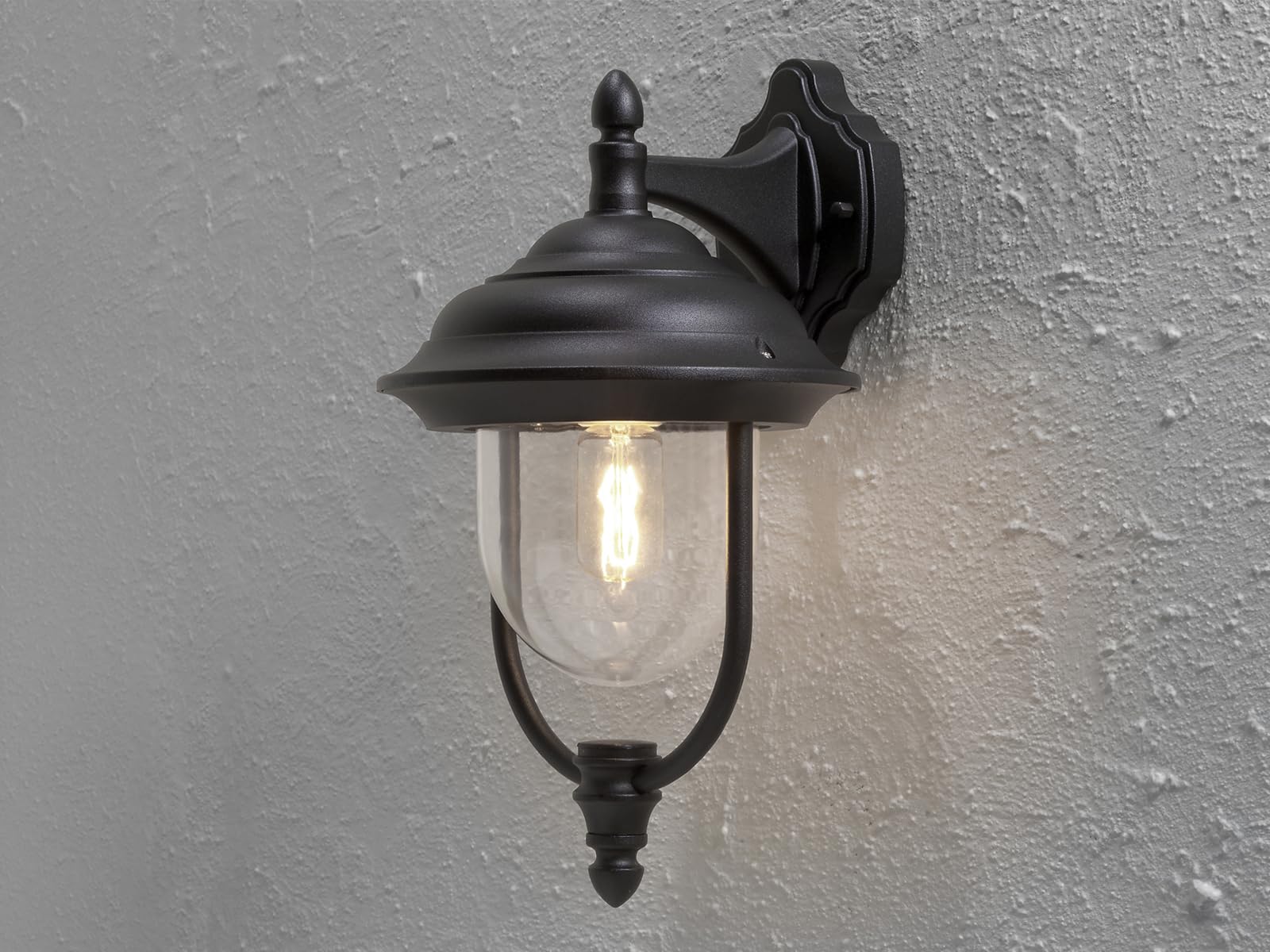 LED Außenwandlaterne hängend im Landhausstil, Höhe 46cm, Schwarz