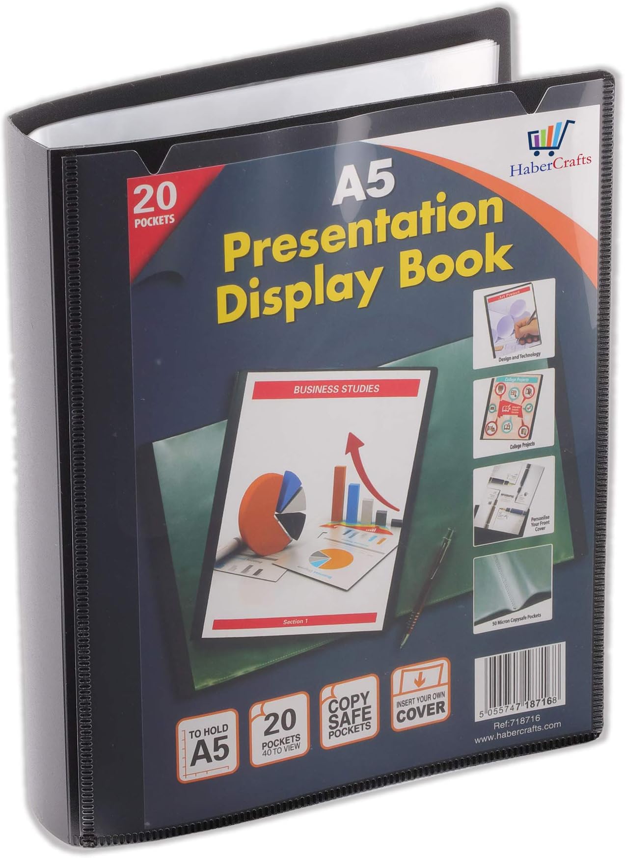 EUROPEL Presentation Front View Display Book (20 Transparent Pockets) | A4 Front Page Portfolio & Project Display Folder For Meetings & Conferences
