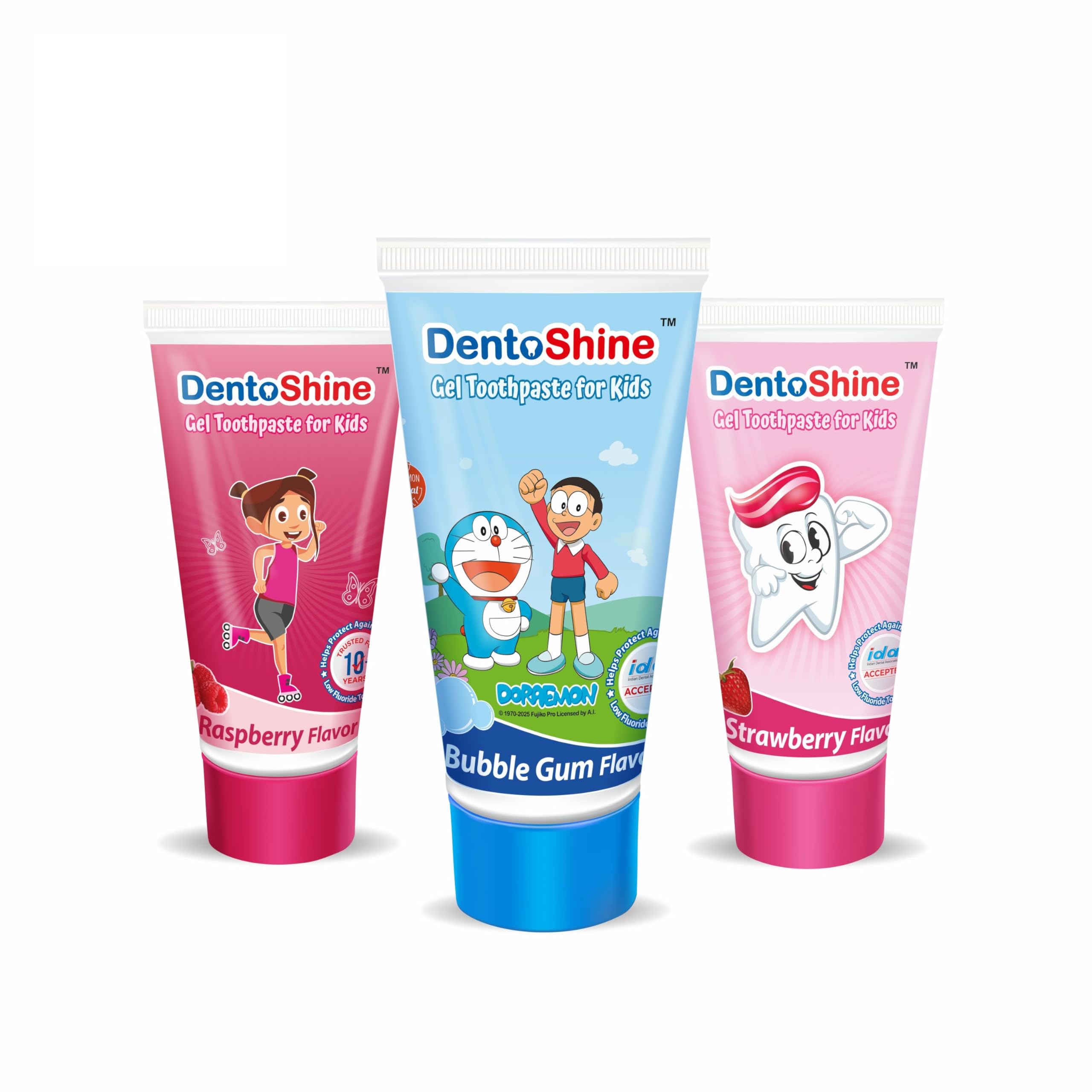 DentoShine Gel Toothpaste for Kids | Pack of 3 Flavors (Strawberry, Bubblegum & Raspberry, 80g each)-image-37