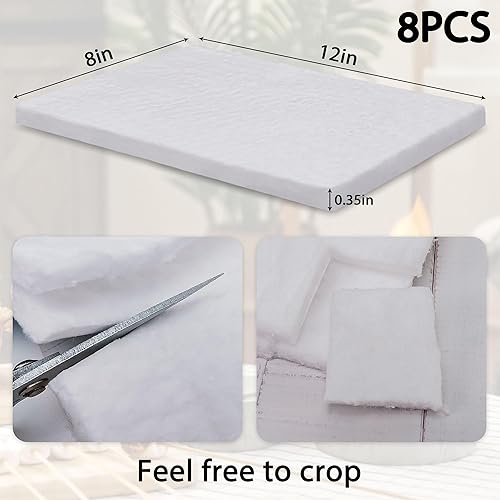 Miniatura 6 de Paquete de 8 mecha de lana de cerámica para fogata de mesa, tiempo de combustión prolongado, esponja de lana de cerámica, aislamiento de etanol,