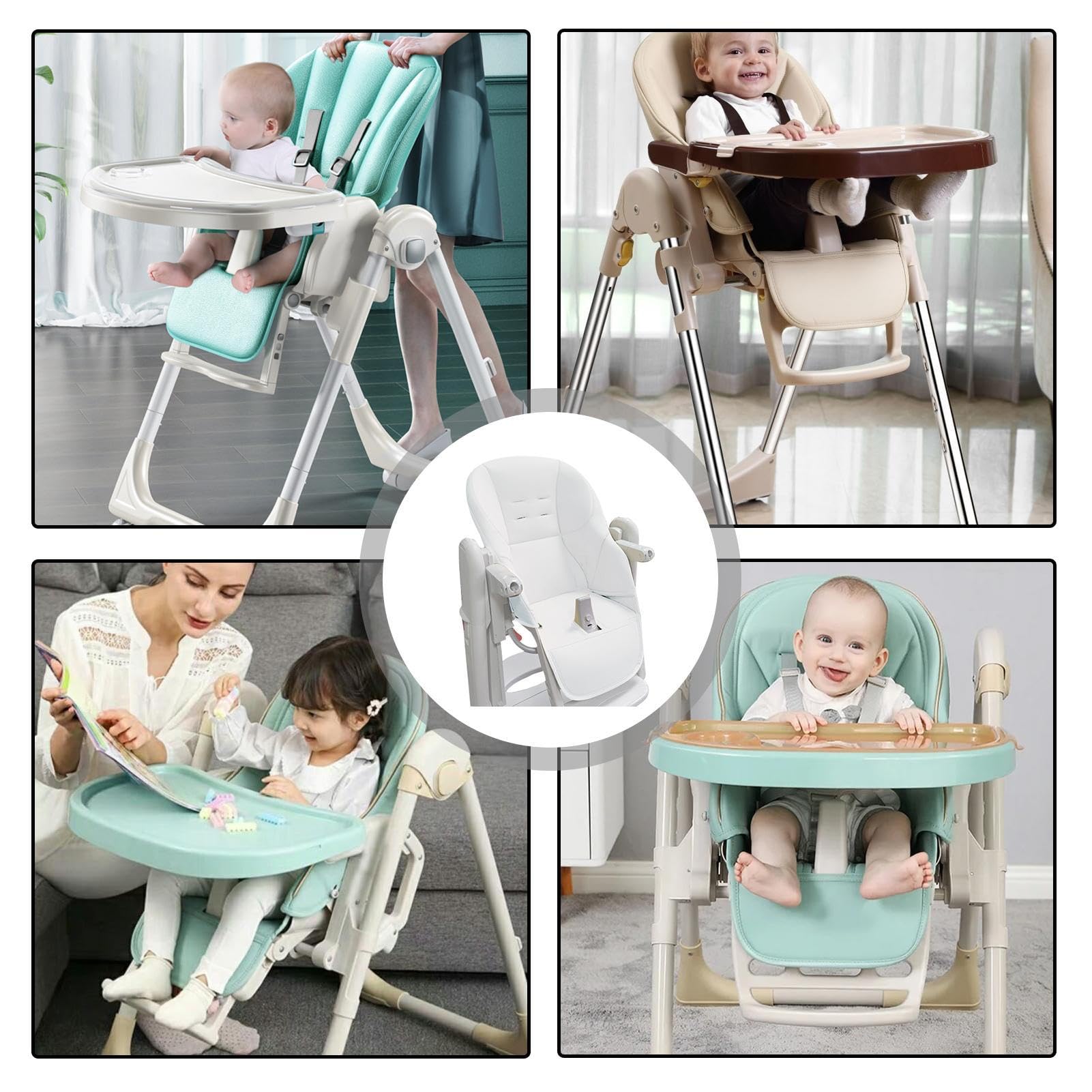 Fodera per sedia da pranzo per bambini, imbottitura per seggiolone in pelle PU, comoda fodera per cuscino per seggiolone per bambini Fodera ricambio per inserto per seggiolone per Peg Perego Tatamia