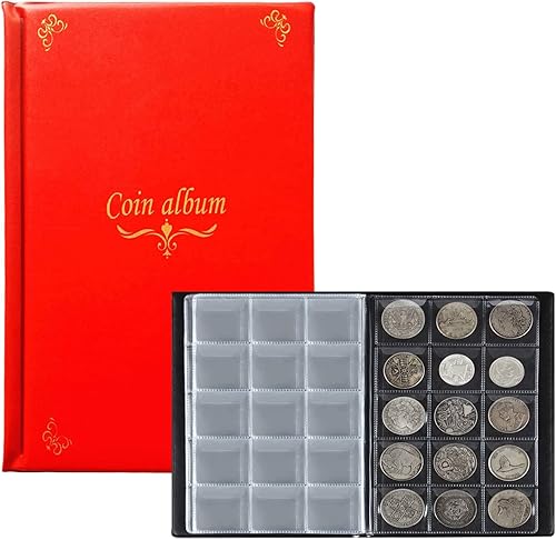 Miniatura 6 de AITIME Libro de colección de monedas, 150 bolsillos, álbum con soporte para monedas, suministros de colección de recuerdo ideal, regalos para