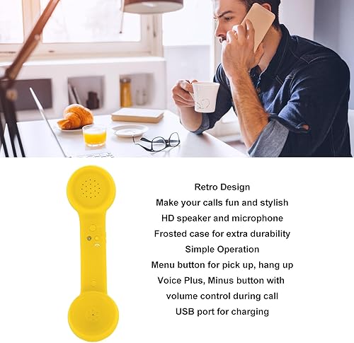 Miniatura 2 de Teléfono retro con Bluetooth, receptor de teléfono a prueba de radiación para teléfono celular con llamada cómoda, clásico vintage inalámbrico