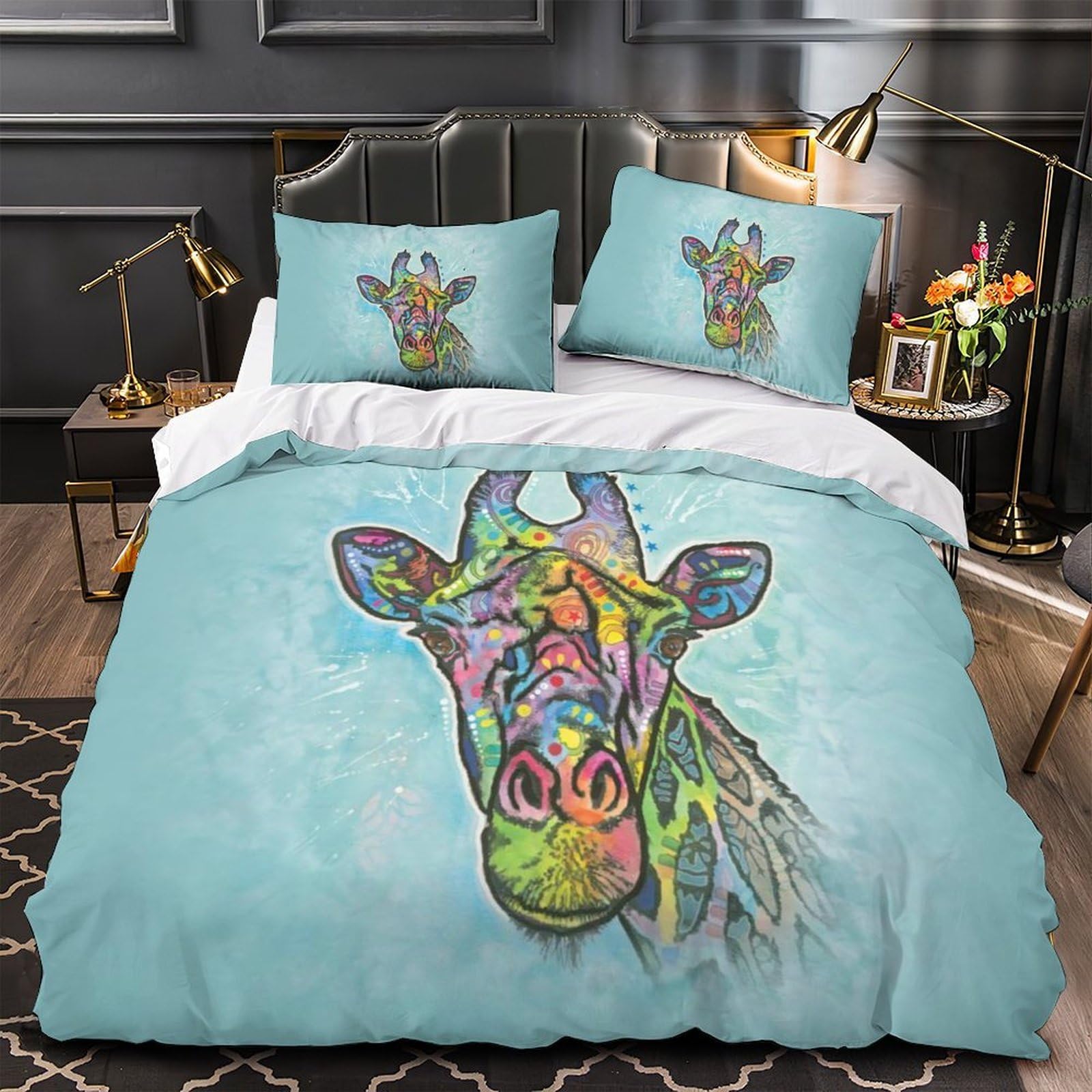 Housse de couette 3D motif animalier en microfibre haute densité pour lit de luxe