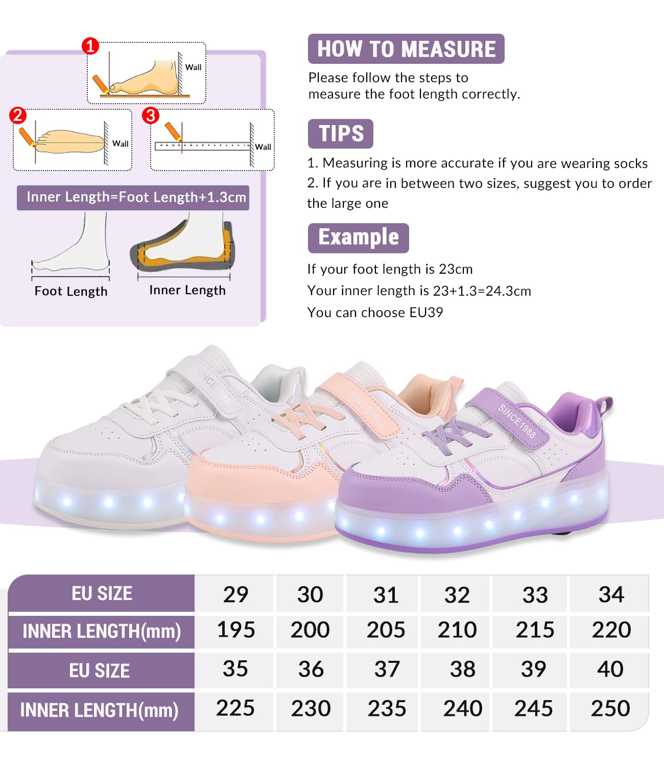 FANSU Chaussures à Roulette Garçons Filles avec LED, 2 en 1 Patins à roulettes Retractable Enfant avec 4 roulettes USB, Chaussures de Skateboard pour Extérieur
