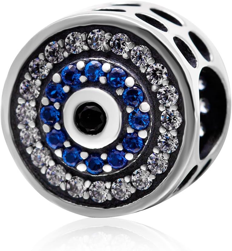LuckybeadsBlue Watchful Eye Charm Bead 925 Sterling Silver Beads fit DIY Bracelet & Necklace