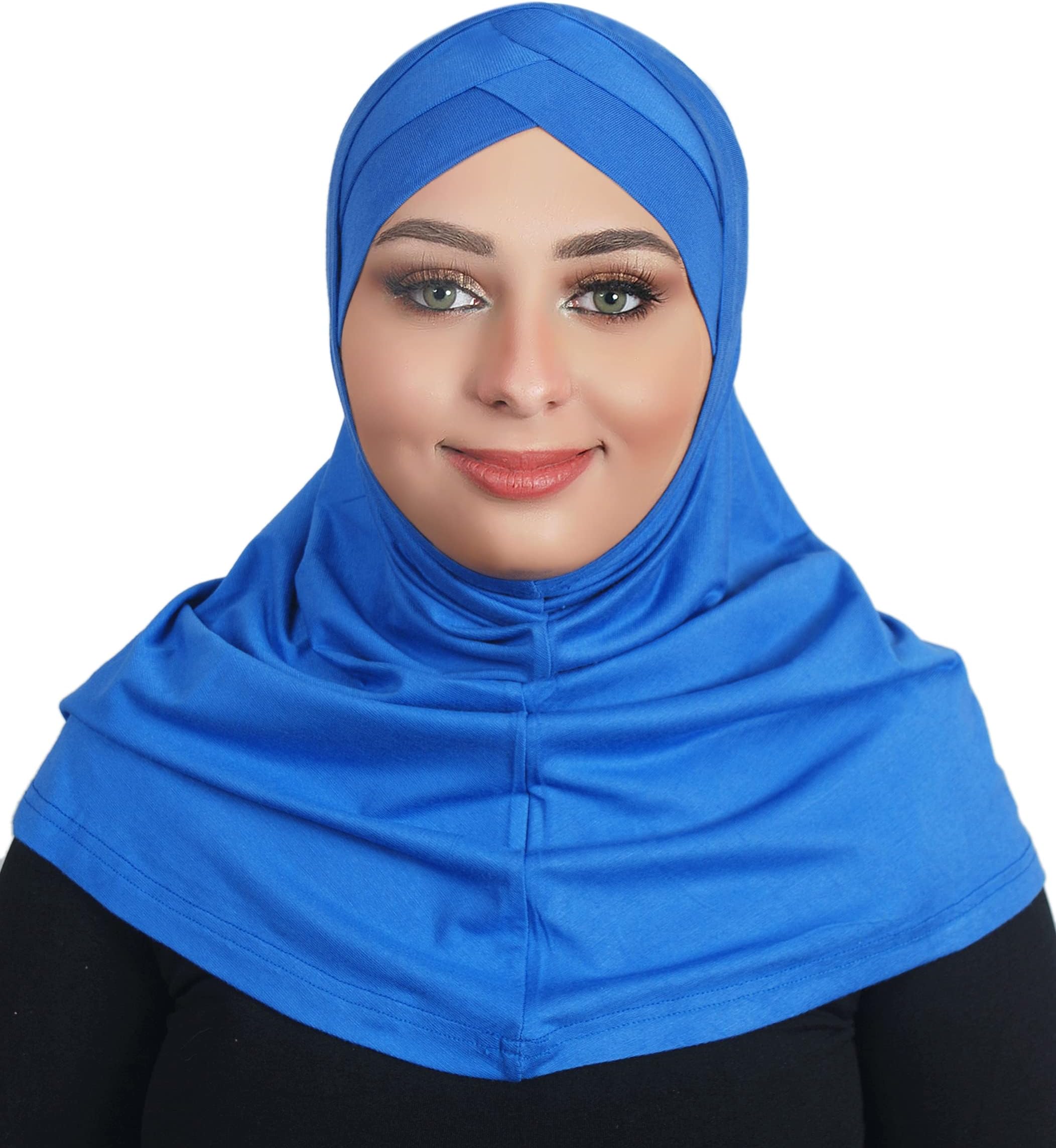 Al Amira Beautiful double cross cotton hijab scarf Islamic women fancy hijab 2T101 (Royal Blue)
