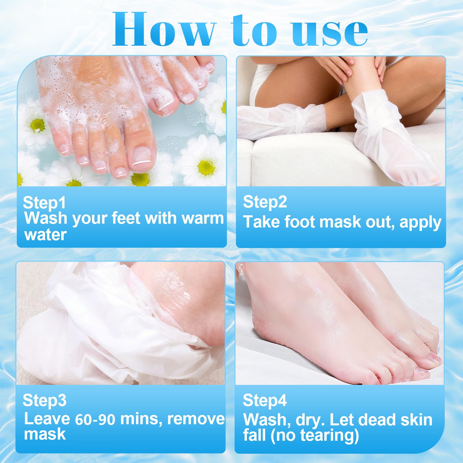 3 Paires Masque Pieds Nourrissant, Beauté des Pieds, Chaussettes Hydratantes, Relaxant et Hydratant, Masque Foot Pour Très Secs et Abîmés (Lavande, Noix De Coco, Aloès)