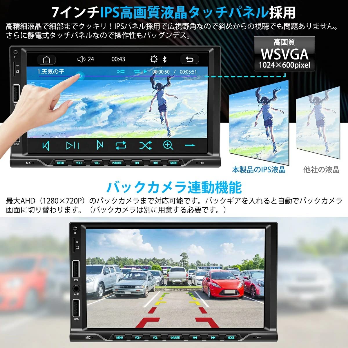Amazon.co.jp: 車載用 7インチ2DINディスプレイオーディオ カー 