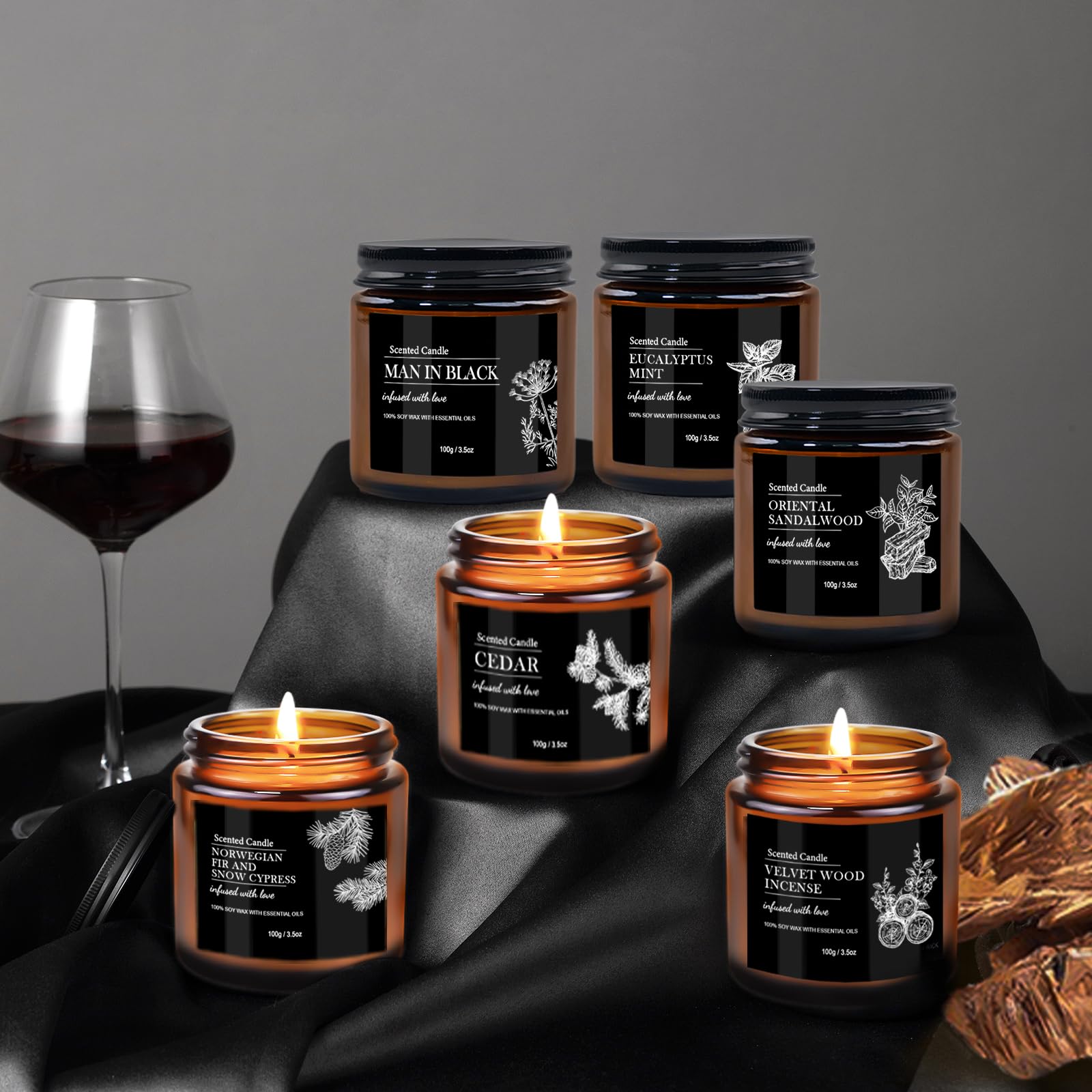 Kerstkaars-cadeauset voor heren, set van 4 sojakaarsen met cedereikenmos, dennen en kruidnagel, amberkleurige patchoeli, sandelhout - mannelijke geurkaarsen voor thuis, kerstcadeauset voor vaderdag Kerstkaars-cadeauset voor heren, set van 4 sojakaarsen met cedereikenmos, dennen en kruidnagel, amberkleurige patchoeli, sandelhout - mannelijke geurkaarsen voor thuis, kerstcadeauset voor vaderdag