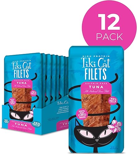 Miniatura 2 de Tiki - Filete para gatos, atún natural, ingrediente único, alta humedad, sin OMG, para todas las etapas de la vida, bolsa de 1 onza (paquete de 12)
