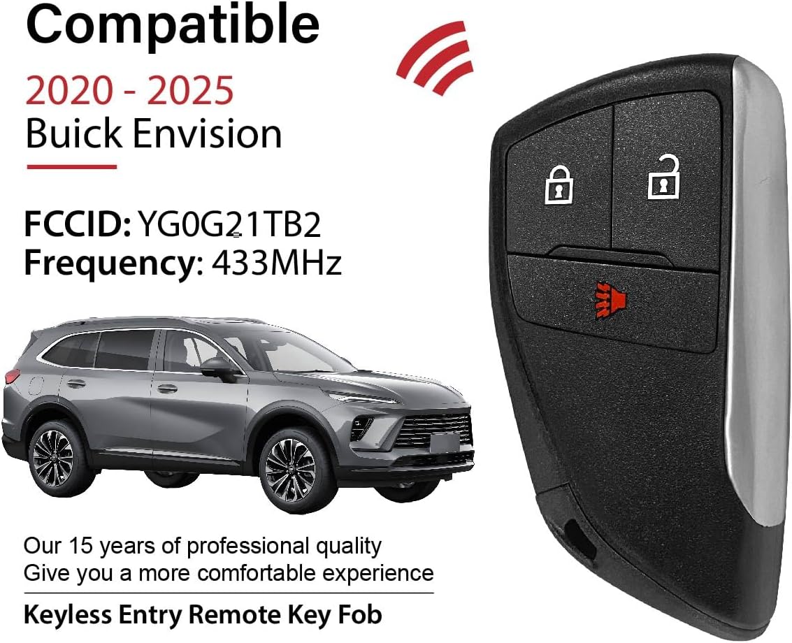 2 Keylessbest Replacement for 2020 2021 2022 2023 2024 2025 Buick Envision Key Fob Remote Control YG0G21TB2 3 Buttons 49 Chip 434MHz