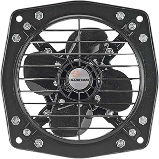 Almonard 12 Inch (300mm) Reversible Exhaust Fan | 2-Way In & Out Airflow | 1350 RPM High Speed | 75W Copper Motor with Capacitor | Dual Ball Bearing | 2 Year Motor Warranty (Black)