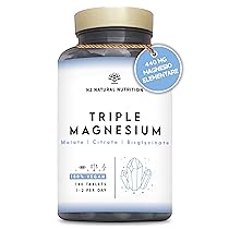 Triple Magnesio 2640 mg. Integratore Magnesio Bisglicinato + Magnesio Citrato + Magnesio Malato – Riposo, Energia, Ossa e Muscoli – Antistress – 440mg Elementare – 180 Compresse – N2 Natural Nutrition