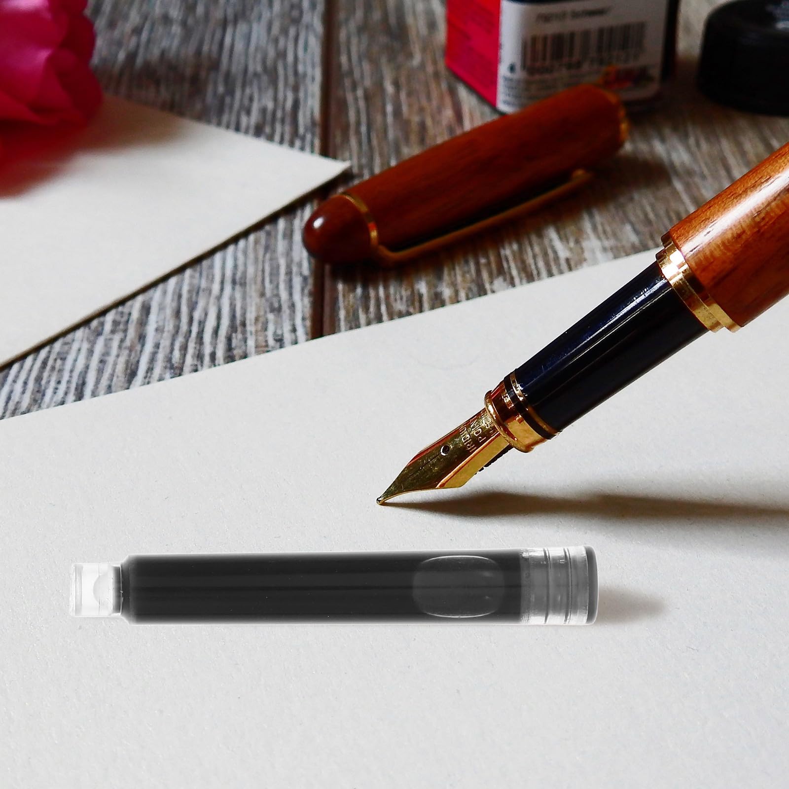 Alipis Ricariche Inchiostro Design Semplice 100 Pezzi per Penna Stilografica Portatile e Leggero Nero per Ufficio e Scuola