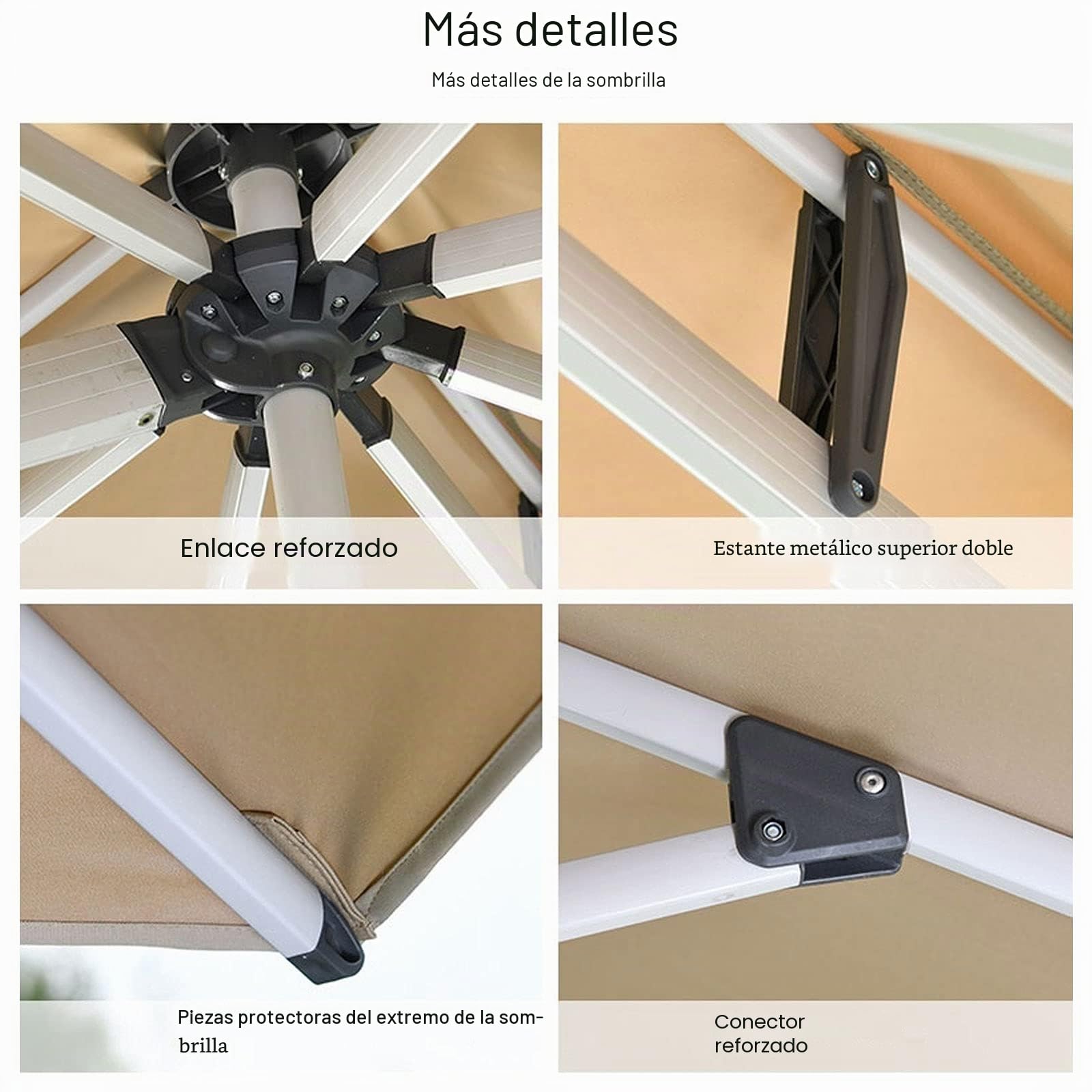 Parasol Excéntrico de Jardín, Mástil de Aluminio con Manivela, Protección UV 50+, 5 Niveles de Inclinación, Sombrilla Voladiza con Mecanismo de Manivela para Exterior, Jardín, Patio,Caqui,2.5m