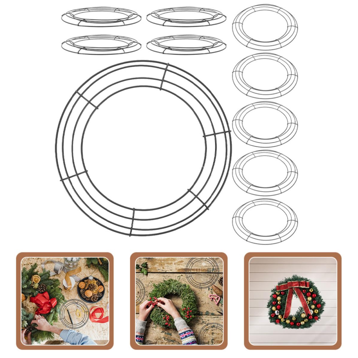 Artibetter 10 Stück Runder Eisenkranzrahmen aus Schwarzem Metall Fester und Kompakter Drahtkranzring für Weihnachts und Hochzeitsdeko als Adventskranzgestell oder Deko Ring zum Aufhängen