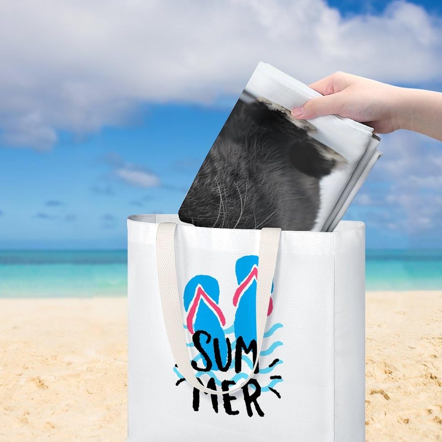 Swimming Towel, Black Lop Rabbit Printed Fashion Towel,Portable Towel,Durable Towel