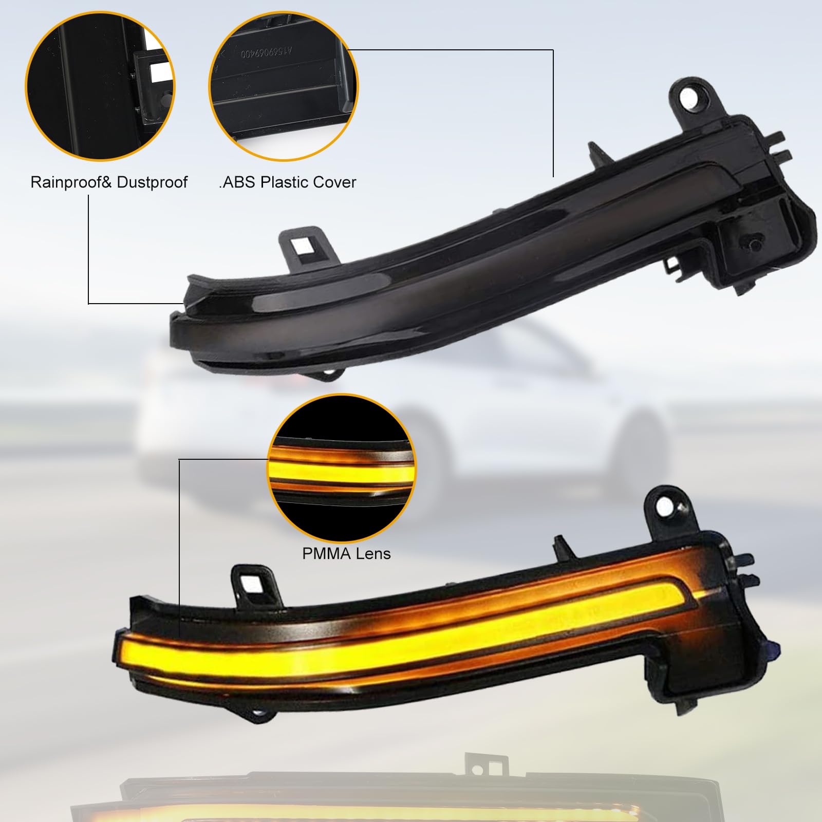 Paire de clignotant de rétroviseur latéral LED pour BMW 1 2 3 4 Série lci F20 F21 F22 F23 F87 M2 F30 F31 F34 GT F32 F33 F36 i3 I01 X1 E84 (Noir)