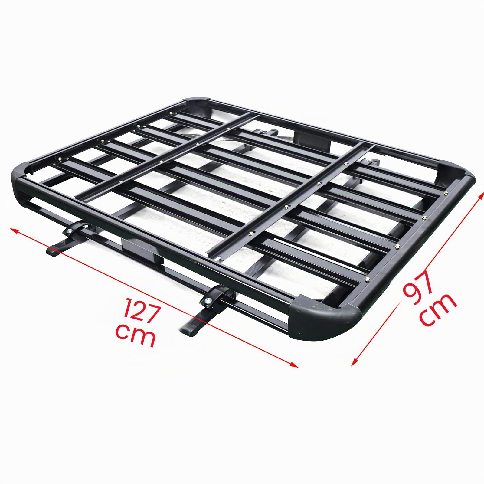 Grande Nero Portapacchi Auto in Alluminio Cesto Vasca Carico Reling con Capacità Massima di 68 Kg